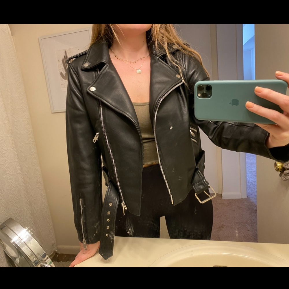 Real leather moto jacket